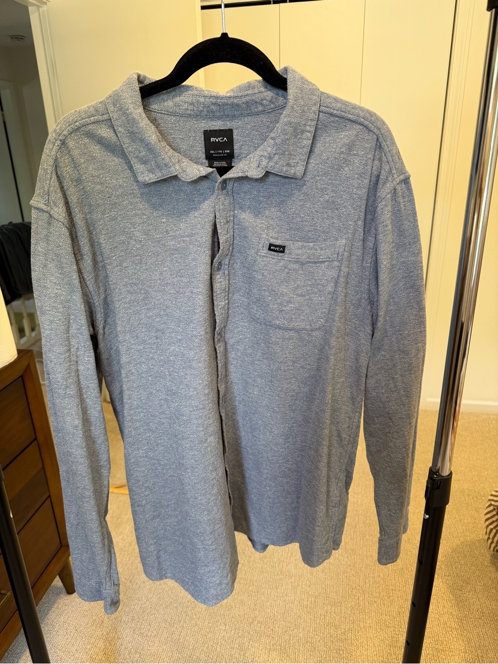 RVCA Men's Long Sleeve Polo Shirt in Gray